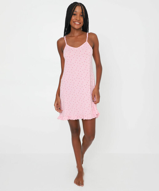 Camisola Quadriculada Alças Finas Marisa Rosa