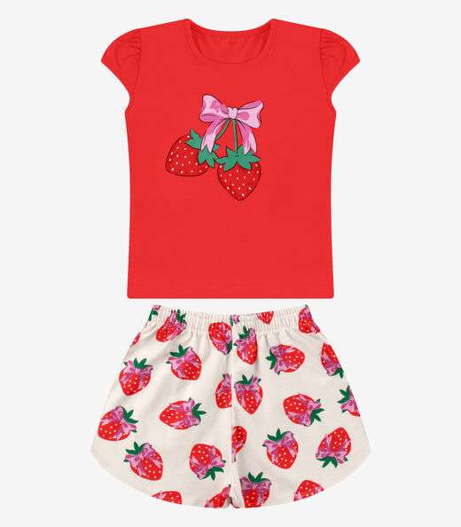 Conjunto Blusa com Shorts Menina Rovi Kids Vermelho