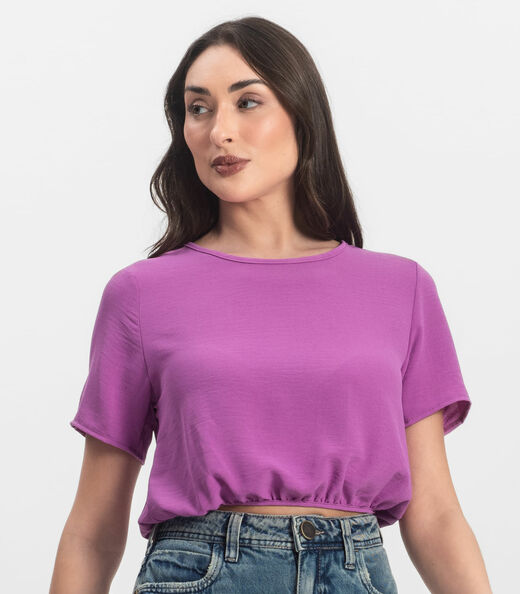 Blusa Feminina Manga Curta Infinita Cor Roxo