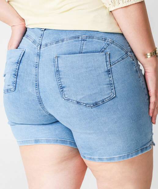 Bermuda Plus Size Feminina Jeans Sawary Azul