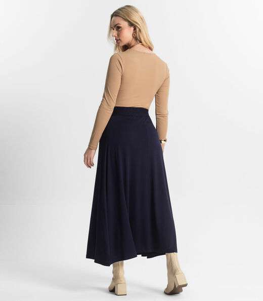 Saia Midi Feminina Select Azul