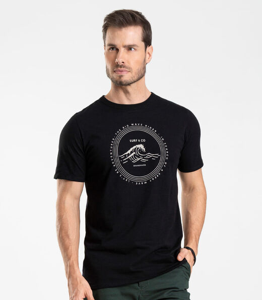 Camiseta Meia Malha Masculina Diametro Preto
