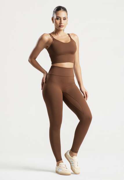 Top com Alças Finas Reguláveis Marrom Wemood