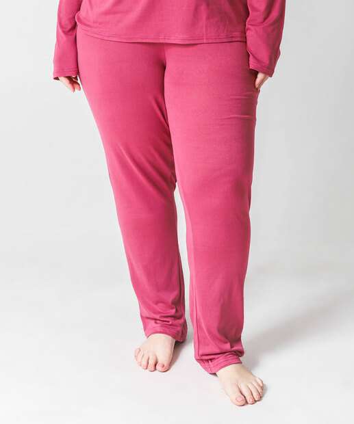 Pijama Plus Size Feminino Manga Longa Marisa Rosa