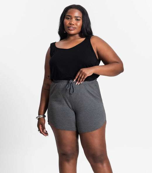 Image_Shorts Feminino Plus Size Secret Glam Cinza
