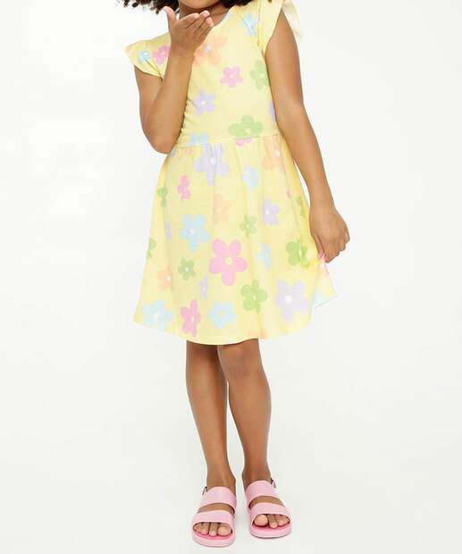 Vestido Infantil Estampa Floral Babado Marisa Tam 4 a 10  