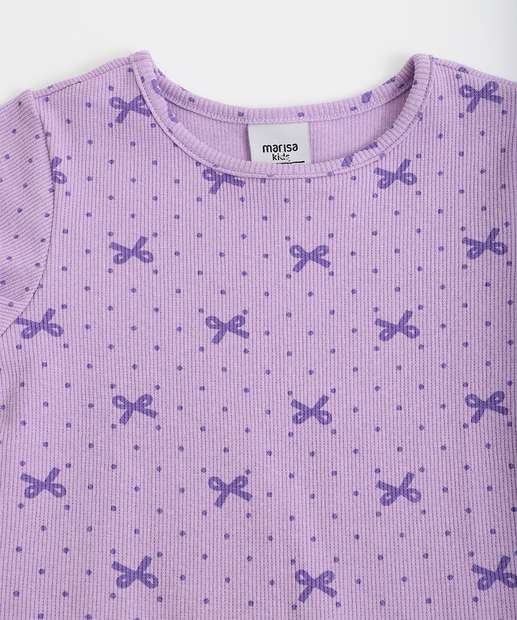 Blusa Infantil Canelada Laço Marisa Tam 1 a 3 Lilás