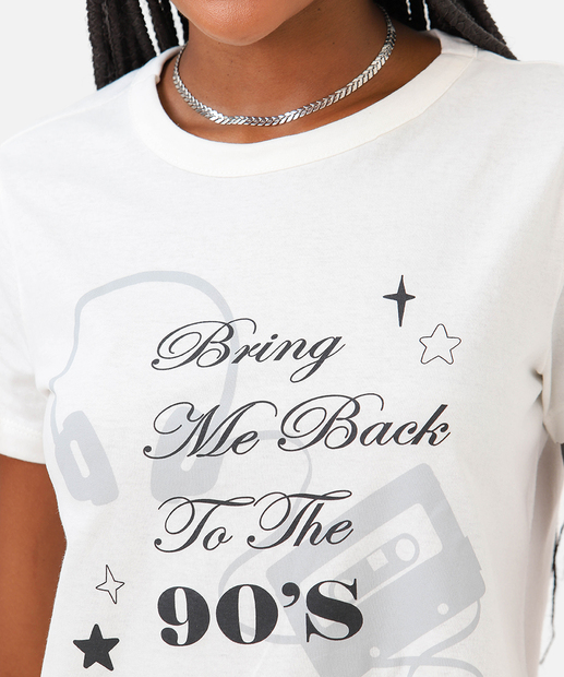 Camiseta Feminina Estampa Anos 90 Marisa Off White