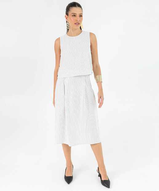 Blusa Regata Feminina Listrada Botões Marisa Off White