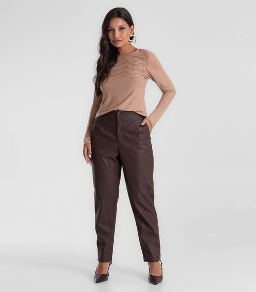 Blusa Feminina Manga Longa Com Estampa Endless Marrom