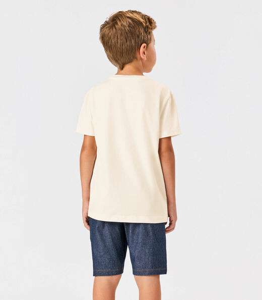 Conjunto Infantil Camiseta Com Bermuda Trick Nick Bege
