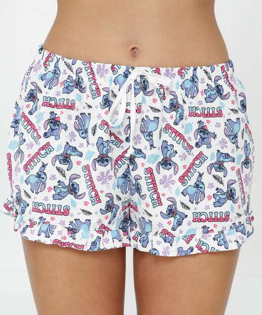 Pijama Feminino Estampa Stitch Alças Finas Disney