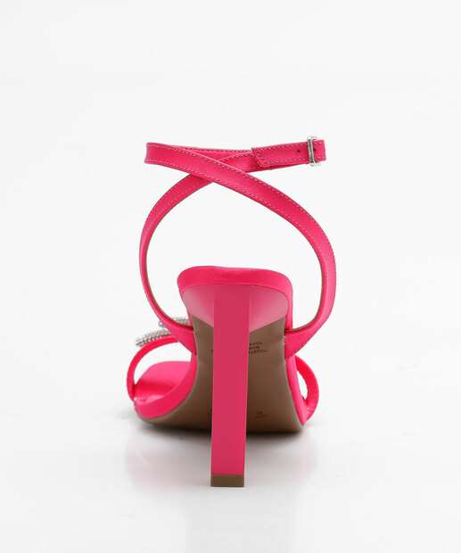 Sandália Salto Fino Feminina Laço Strass Bebecê