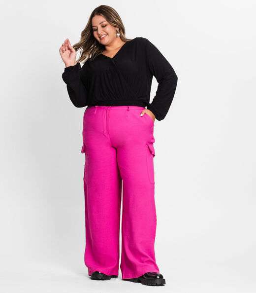 Blusa Feminina Plus Size Em Viscose Secret Glam Preto