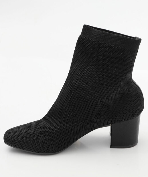 Bota Feminina Knit Cano Curto Via Uno 172061 Preto