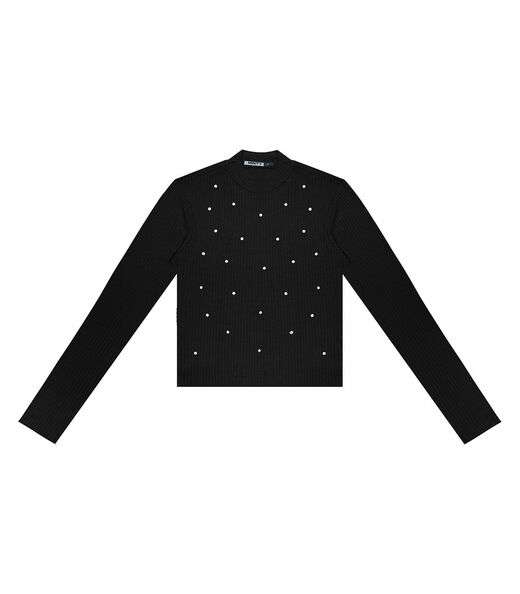 Blusa Juvenil Feminina Em Ribana Minty Preto
