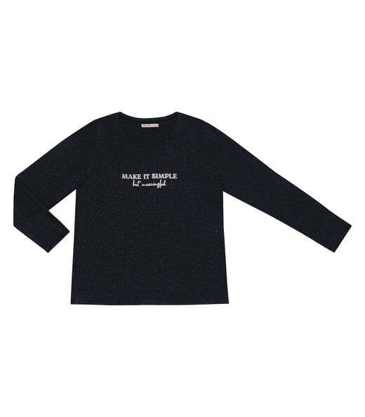 Blusa Feminina Manga Longa Plus Size Secret Glam Preto