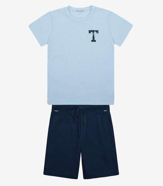 Conjunto Menino Camiseta Com Bermuda Trick Nick Azul