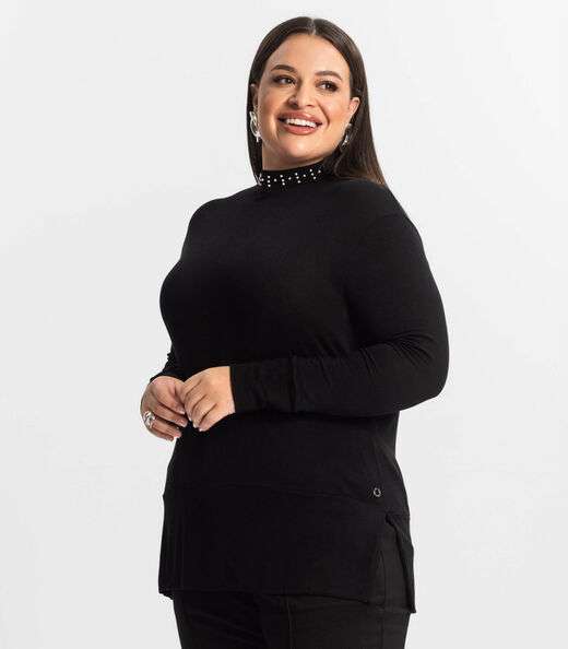 Blusão Feminino Plus Size Secret Glam Preto