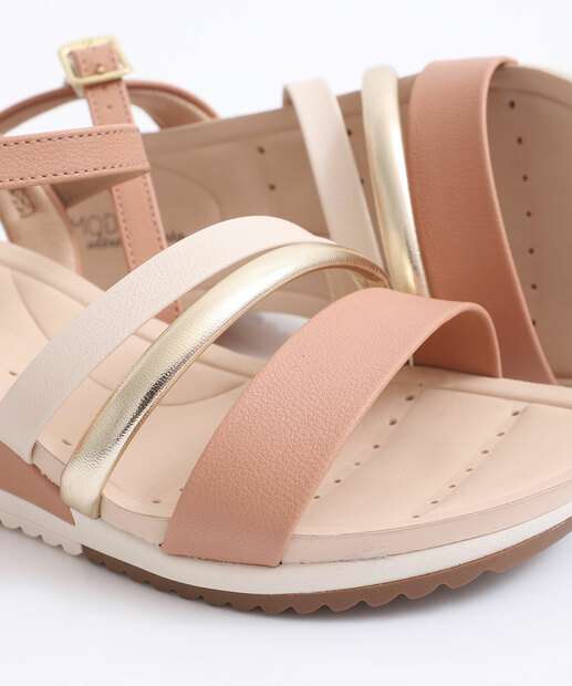 Sandália Feminina Plataforma Recorte Modare Bege