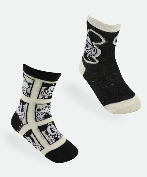 Image_Kit 2 Meias Infantil Estampa Mickey Disney Preto