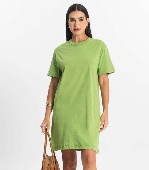 Vestido Básico T-Shirt Feminino Rovitex Verde