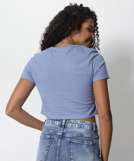 Blusa Cropped Feminina Estampa Sereia Manga Curta Marisa