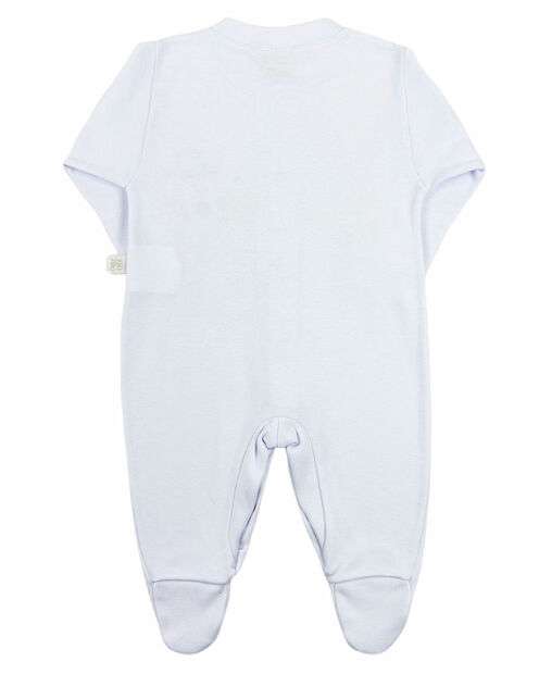 Macacao Bebe Menino Longo Suedine Fio Egípcio Bordado Bicho Preguiça - Branco