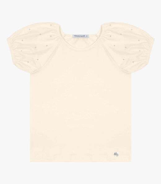 Blusa Infantil Com Pérolas Trick Nick Bege