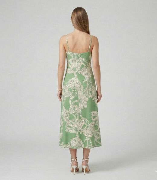 Vestido Midi Com Alças Finas Infinita Cor Verde