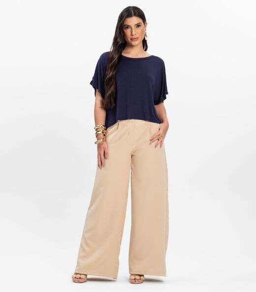 Blusa Feminina com Manga Morcego Rovitex Azul