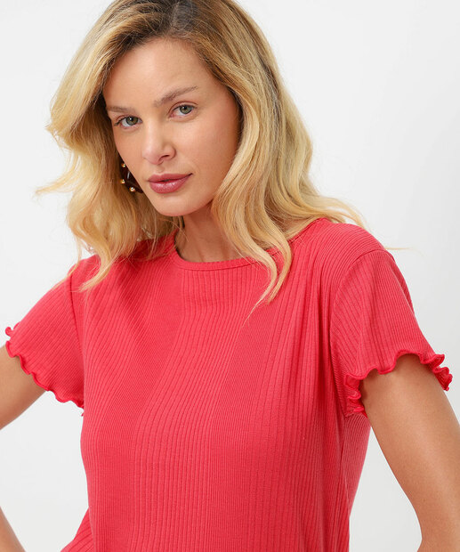 Blusa Feminina Canelada Manga Curta Marisa Vermelho