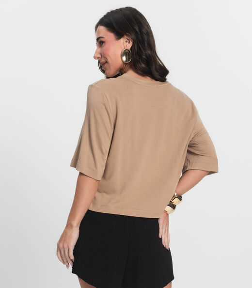 Blusa Feminina Manga Curta em Molecotton Endless Marrom