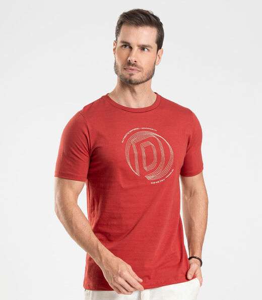 Camiseta em Meia Malha Masculina Diametro Laranja