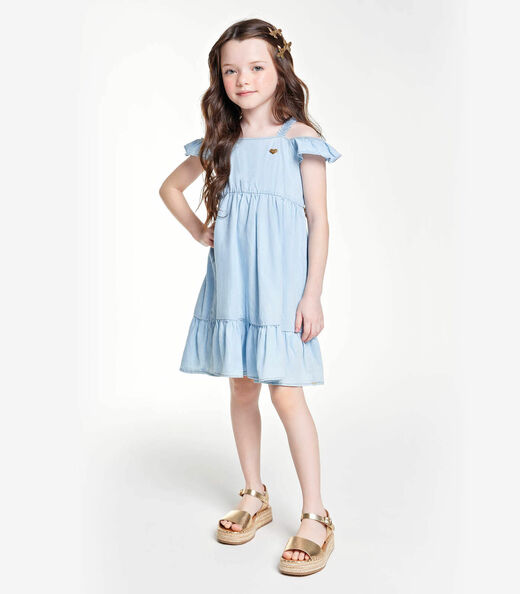 Vestido Jeans Juvenil Trick Nick Azul