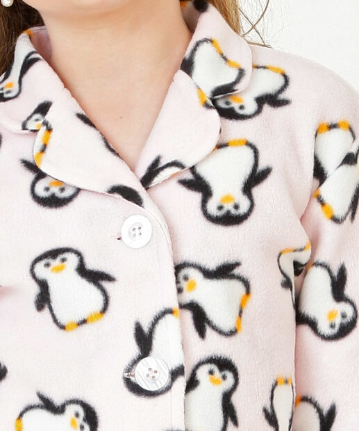 Pijama Americano Infantil Fleece Pinguim Marisa Tam 4 a 12