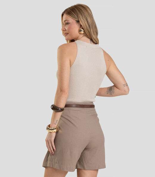 Regata Feminina Em Tricot De Fio Modal Dianna Bege