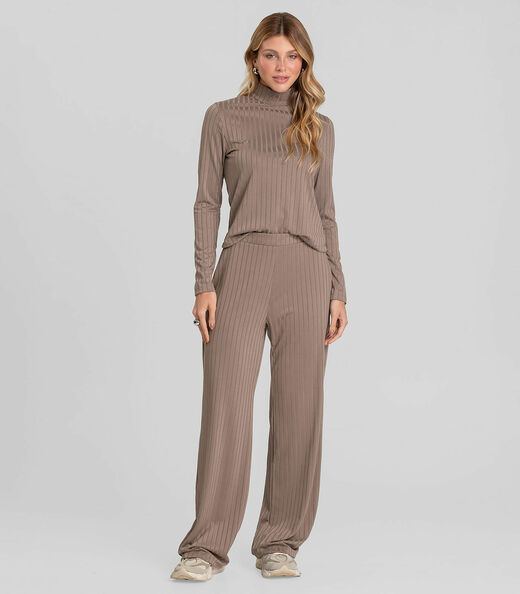 Image_Conjunto Feminino Blusa E Calça Em Ribana Dianna Marrom