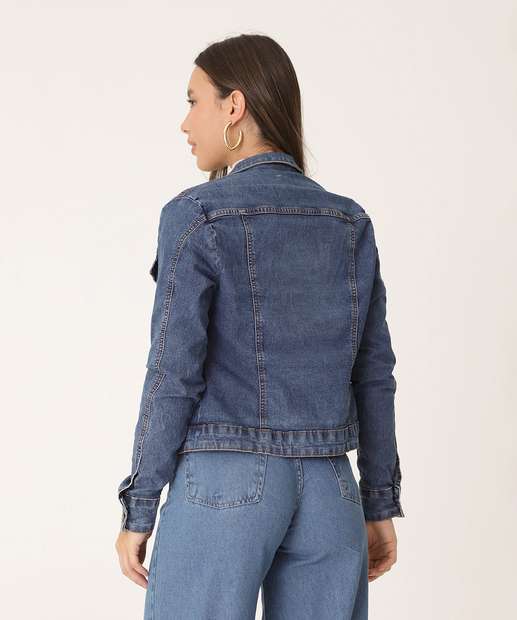 Jaqueta Feminina Jeans Bolsos 