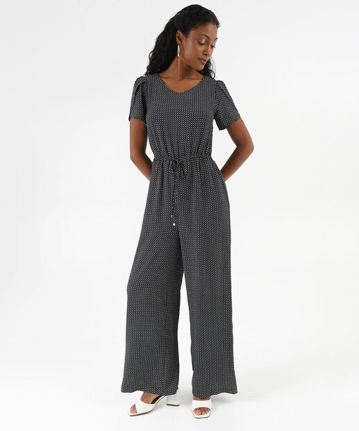 Image_Macacão Feminino Estampado Manga Curta Marisa Preto