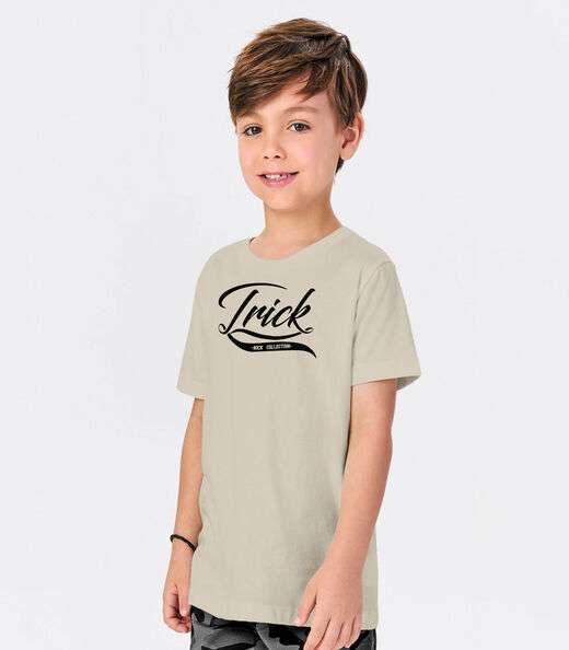 Conjunto Menino Camiseta Com Bermuda Trick Nick Bege