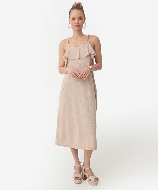 Image_Vestido Midi Feminino Babado Canelado Marisa Bege