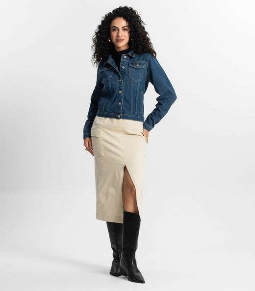 Jaqueta Jeans Feminina Rovitex Azul