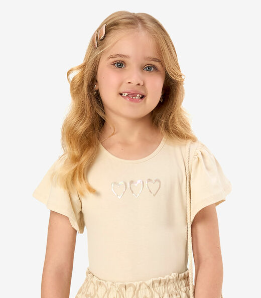 Conjunto Blusa Com Saia Infantil Rovi Kids Bege