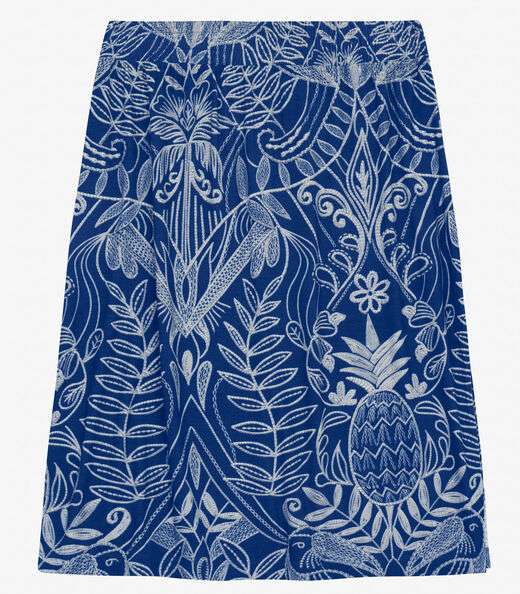 Saia Midi Feminina Plus Size Secret Glam Azul