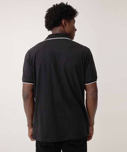 Polo Masculina Manga Curta Marisa Preto