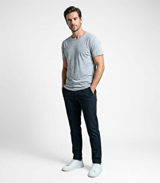 Camiseta Masculina em Meia Malha Botonê Select Cinza