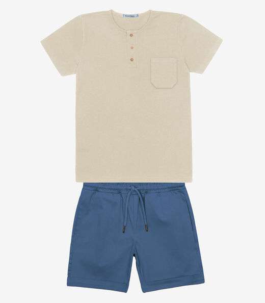 Image_Conjunto Infantil Camiseta Com Bermuda Trick Nick Bege