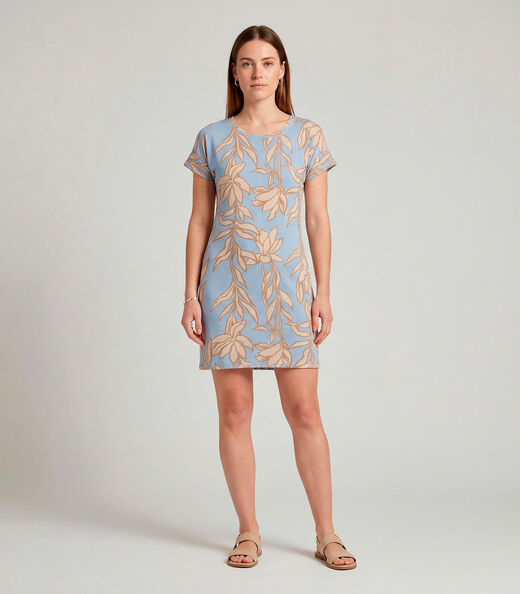 Vestido Básico Com Gola Redonda Infinita Cor Azul