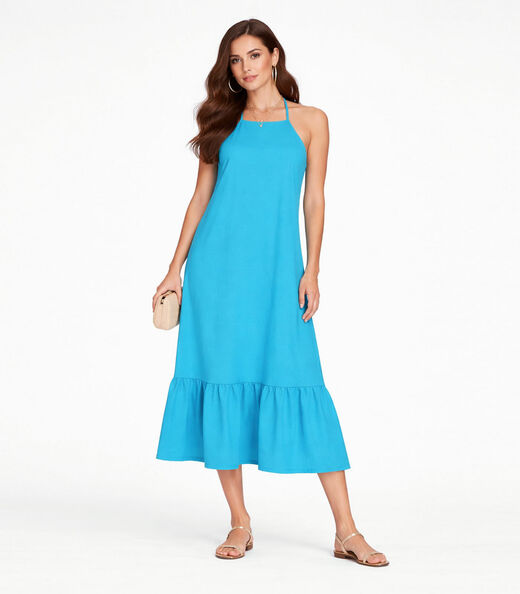 Image_Vestido Longo De Alça E Recorte Maria Infinita Cor Azul